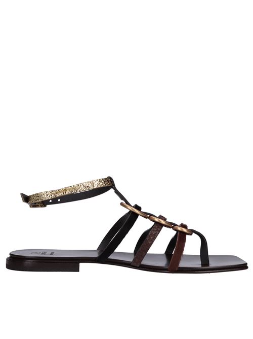 Sandali flat infradito in pelle e cavallino FABI | FD8042B VACCHETTAMARRONE-ORO